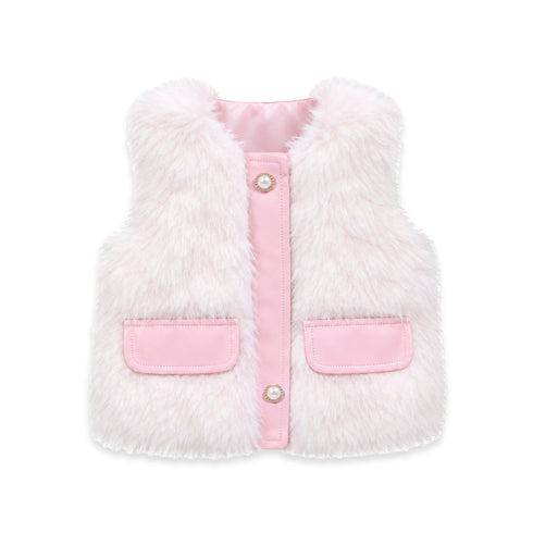 Pink Fur Baby Jacket with Parachute Lining 9M-4Y