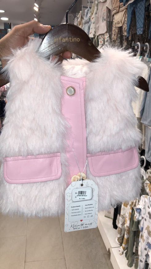 Pink Fur Baby Jacket with Parachute Lining 9M-4Y