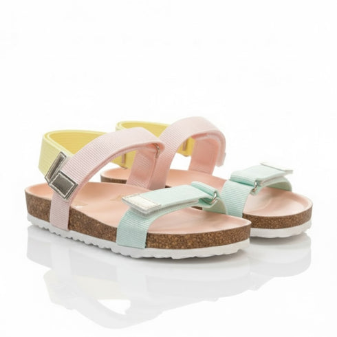 Pink Girls Sandal with Two-Strap Cork-Soled Design