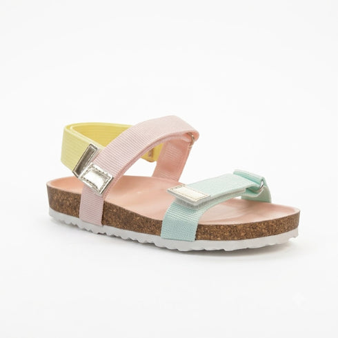 Pink Girls Sandal with Two-Strap Cork-Soled Design