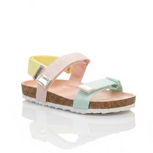 Pink Girls Sandal with Two-Strap Cork-Soled Design