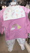 Pink Rainbow Baby Girl Dress Shirt With Bodysuit Trouser Cap Set 0-9M