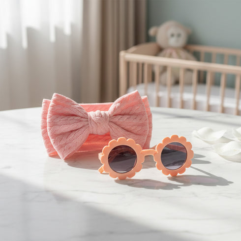 Pink Turban Headband & Sunglasses Set for Babies