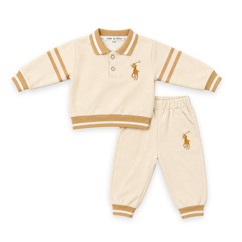 Beige Polo Ralph Classic Toddler Boy Suits Sweatshirt Pants