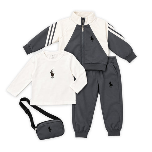 Polo Ralph Toddler Boy Suits Jacket T-Shirt Pants Bag Set 2-5Y