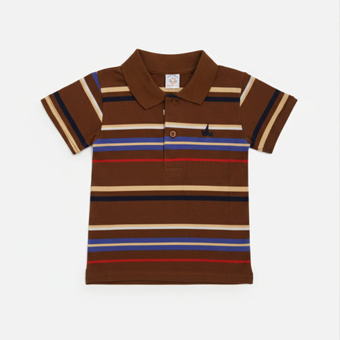 Polo Shirt for Boys Brown Striped