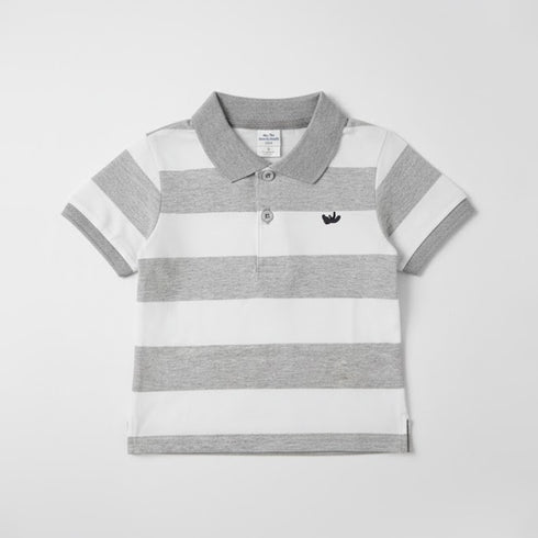 Polo Shirt for Boys Grey and White Striped