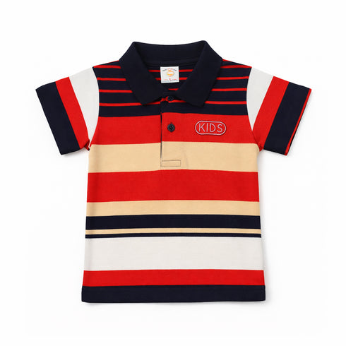 Polo Shirt for Boys Red & Beige Striped