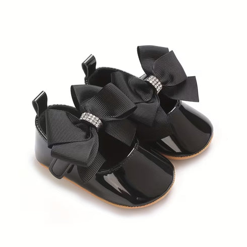 Pre Walker Pumps Shoes Black Patent Grosgrain Bow