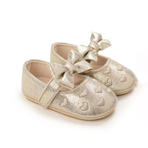 Pre Walker Pumps Shoes Gold Metallic Heart
