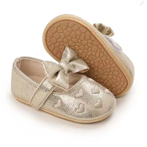 Pre Walker Pumps Shoes Gold Metallic Heart