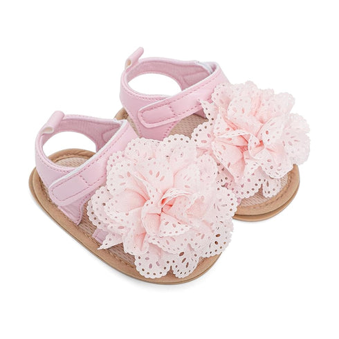 Pre Walker Sandals Pink Eyelet Ruffle