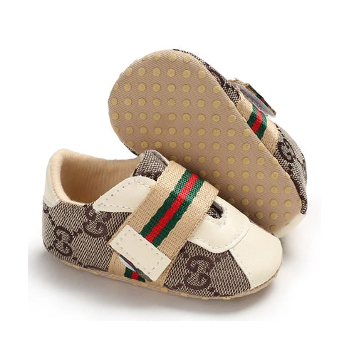 Pre Walker Shoes Brown Infant Monogram Web-Strap Sneakers