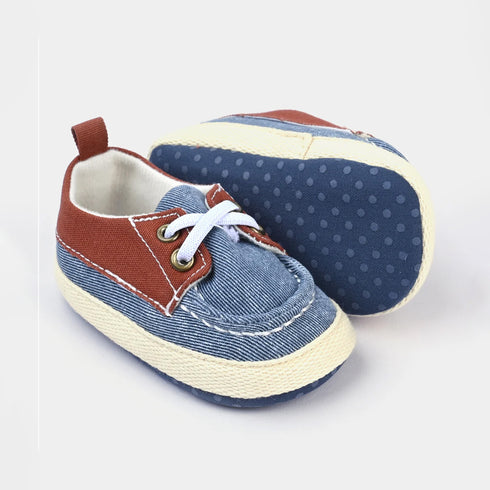 Pre Walker Shoes Grey Brown Denim Boat Shoes