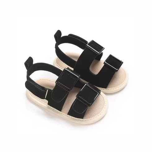 Prewalker Sandals for Baby Boys Black Dual Strap Matte Buckle