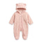 Pink Puffer Baby GirlHooded Winter Romper