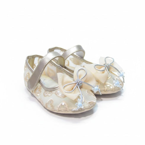 Beige Pumps Shoes with Embroidered Mary Jane Design