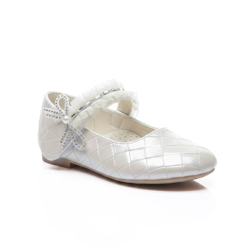 Beige Pumps Shoes Crystals Ruffled Organza Strap