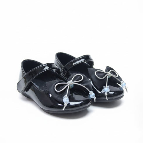 Black Pumps Shoes with Double Bow Design