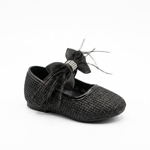 Black Pumps Shoes with Grid-Like Shimmer Pattern