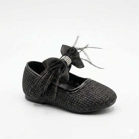 Black Pumps Shoes with Grid-Like Shimmer Pattern