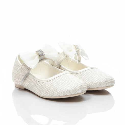 Cream Pumps Shoes Silver Shimmer Grid Pattern