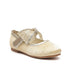 Gold Pumps Shoes with Mesh Bow and Crystal Detailing