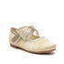 Gold Pumps Shoes with Mesh Bow and Crystal Detailing