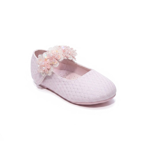 Pink Pumps Shoes with 3D Floral Lace Straps