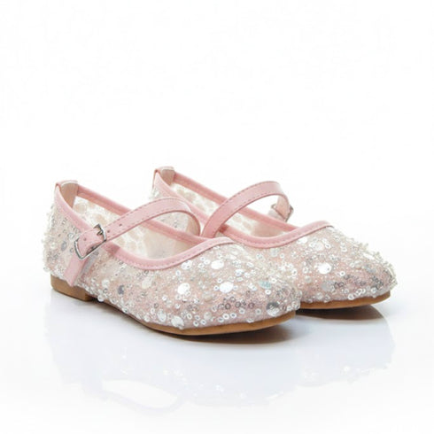 Pink Pumps Shoes with Pearlescent Party Design