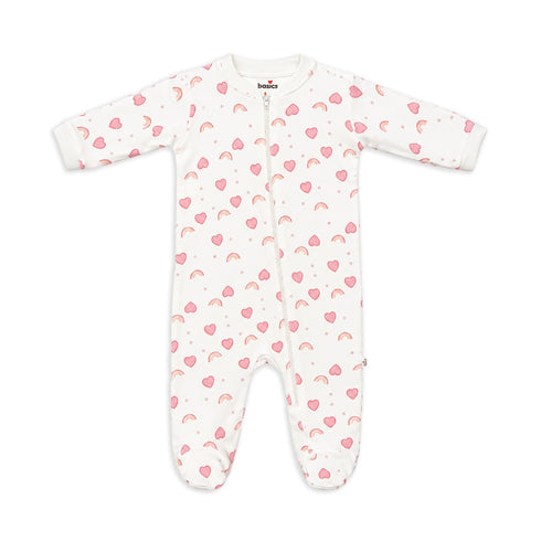 Basics Baby Girl Pink Rainbow Fleece Rompers 0–24M