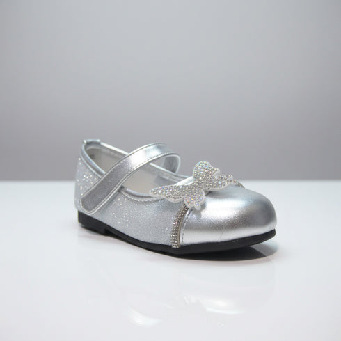 Silver Glitter Butterfly Mary Jane Pump Shoes