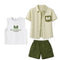 Toddlers 3Pc Cotton Suit Set Green Stripes