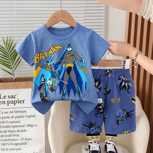 Toddlers Batman Suit Blue T-Shirt and Shorts Set