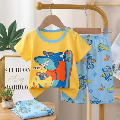 Toddlers Shark Suit Yellow T-Shirt and Shorts Set