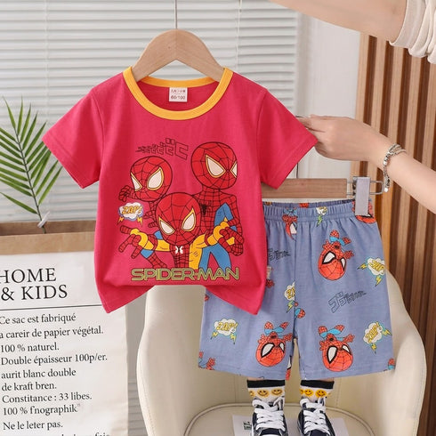 Toddlers Spiderman Suit Red T-Shirt and Shorts Set