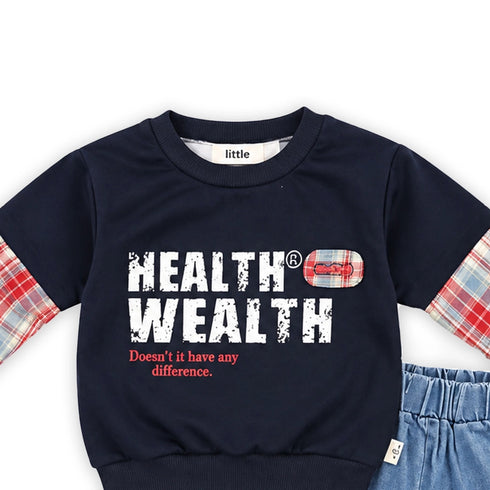 Blue Urban Graphic Toddler Boy Suits Sweatshirt Denim Pants