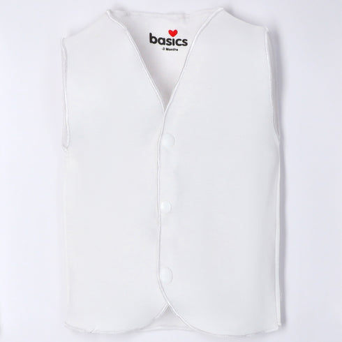 Basics Front Open Sleeve Less Cotton Vest Pack of 3 15408