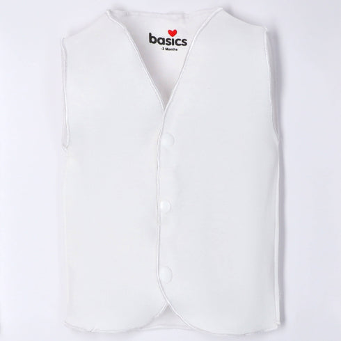 Basics Front Open Sleeve Less Cotton Vest Pack of 3 15408