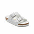 White Glitter Double-Strap Buckle Slides