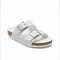 White Glitter Double-Strap Buckle Slides