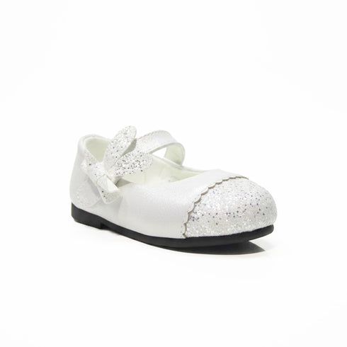 White Glittered Pump Shoes