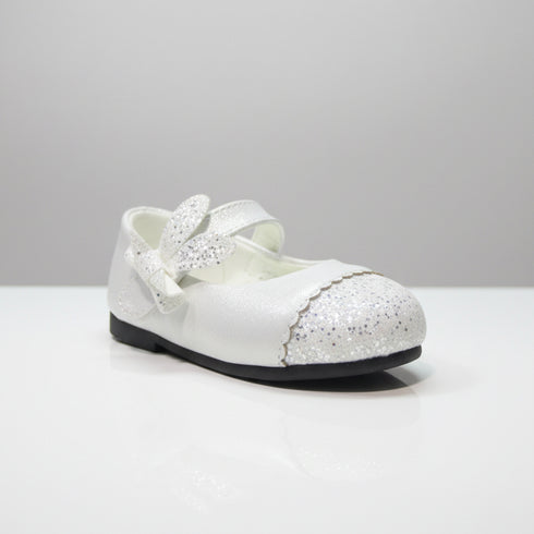 White Glittered Pump Shoes