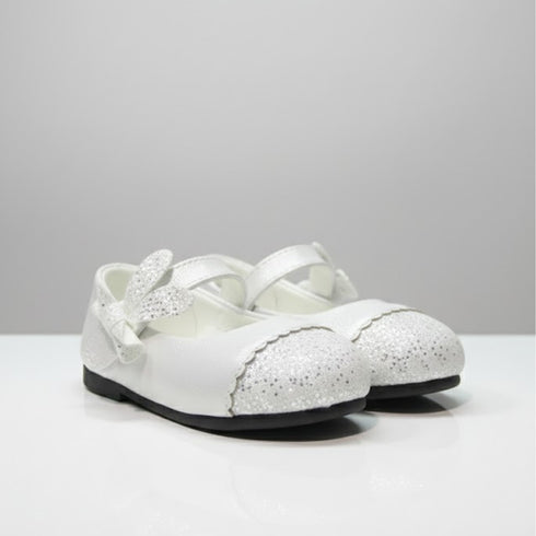 White Glittered Pump Shoes