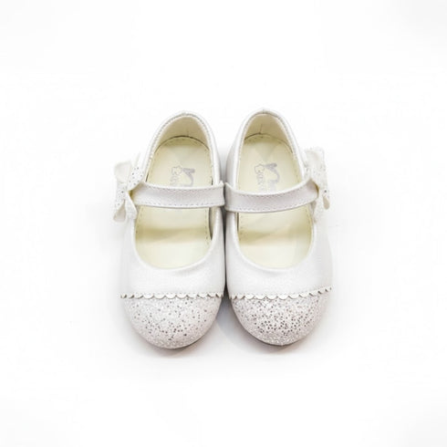 White Glittered Pump Shoes