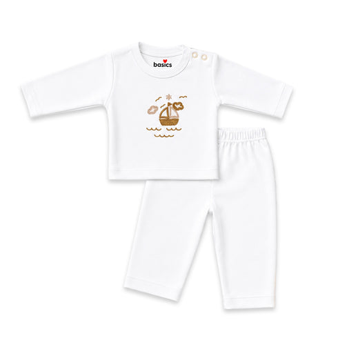 Basics Cotton White Ship 10 Piece Baby Gift Box 0-6 Months