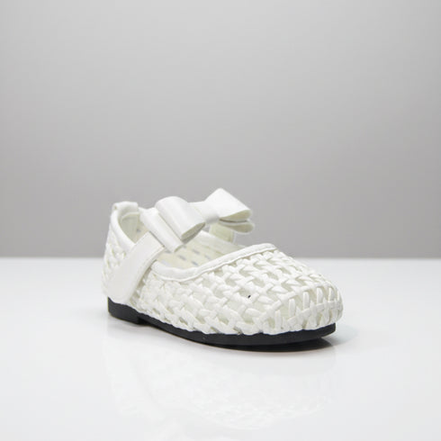 White Woven Bow Mary Jane Pump Shoes