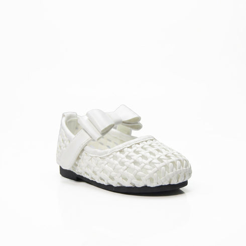 White Woven Bow Mary Jane Pump Shoes