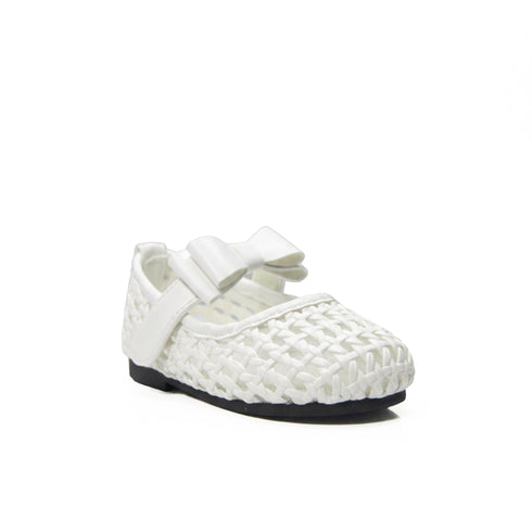 White Woven Bow Mary Jane Pump Shoes