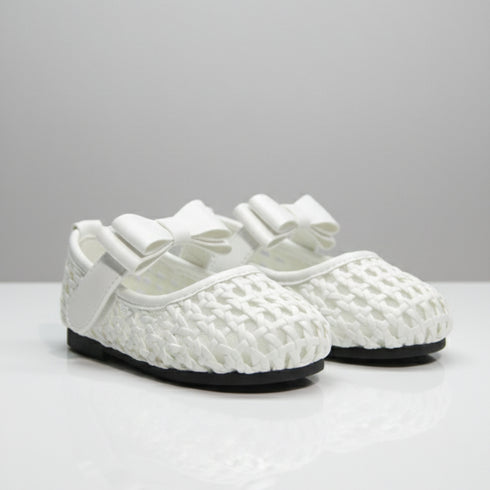 White Woven Bow Mary Jane Pump Shoes